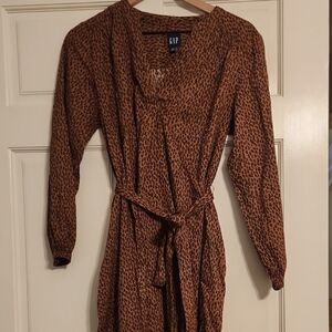 GAP Women's Long Sleeve Brown Leopard Dress
